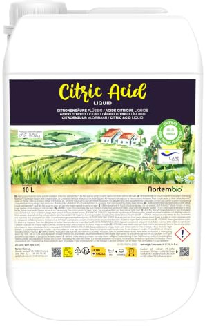 Nortembio Zitronensäure 10 L. Citronensäure Flüssiges Konzentrat. 100% Reine. Für Ökologischen Produktion. E-Book Inklusiv.