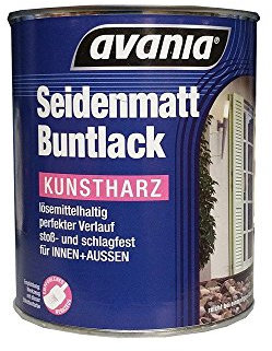 Avania Seidenmatt Buntlack/gelb / 750 ml/Kunstharzlack für Innen und Außen/Malerqualität v. Fachmann für Holz, Putz,Beton, Mauerwerk, Kunststoff,Eisen, Stahl, Metall,Zink, Aluminium, Kupfer