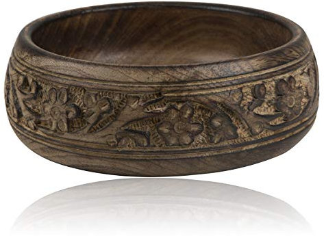 Cuenco decorativo hecho a mano de madera de mango de 6 x 2 pulgadas para servir aperitivos, para frutas, patatas fritas secas, mesa de café, mostrador, tazón para llaves, apto para comida, cocina