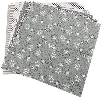 Wifehelper 3 Arten 7 Stück 50 x 50 cm Baumwolle Stoff DIY Verschiedene Quadrate Bettwäsche-Set, Viertel Bundle Patchwork Nähen Quilting Craft grau