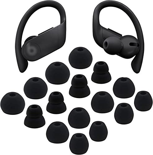 ALXCD Kit d'embouts de Rechange pour Powerbeats Pro, 8 Paires S/M/L/D, 4 Tailles, écouteurs en Silicone Souple pour Casque Powerbeats Pro (Noir)