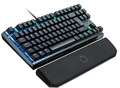 Cooler Master MasterKeys MK730 Tastiera meccanica da gioco interruttori RGB galleggianti, piastra in alluminio spazzolato, poggiapolsi magnetico, layout TKL, colore: Rosso ciliegio MX