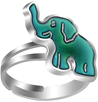 Holibanna Farbe Ändern Finger Ring Elefant Offenen Ring Stimmung Emotion Kreative für Kinder Erwachsene Mode Schmuck
