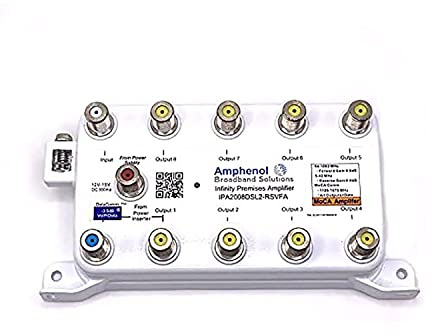 Amplificateur d'antenne TV Amplificateur de signal | Amplificateur coaxial Amphenol MOCA IPA1008DSL-RSVFA |