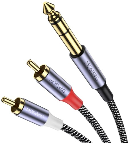 MOSWAG 6,35mm auf Dual Cinch TRS Audio Y Splitter Kabel/Adapter 2M
