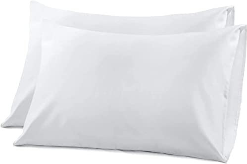 Hajran Linen - 100% Egyptian Cotton King Size House Wife Pillowcase Pack of 2 | 220 Thread Count Hotel Quality | Envelope Closure Pillow Covers | Soft & Durable Pillow Protectors (White, 50 x 90 cm)