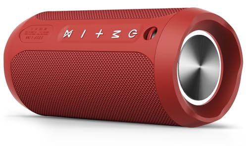 EDUPLINK Tragbarer Bluetooth Lautsprecher – Mini Musikbox in Rot mit LED, IPX7 Wasserdicht, Perfekt für Wellness, Unterwegs und als Wichtel Geschenk für Frauen