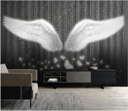Wesmilewallpapaer Fototapete 3D Tapete 200x140cm Schwarz-Weiß Ästhetische Kunst Engelsflügel Wohnzimmer Schlafzimmer Kinderzimmer Vliestapete Wandbelag Wanddeko