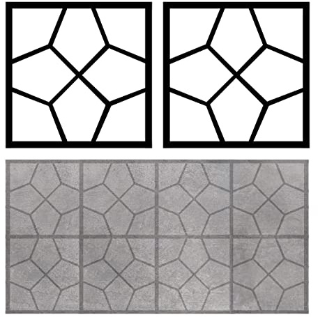 Concrete Molds and Forms,2Packs 15.7 x 15.7 x 1.6 inch DIY Reusable Walkway Walk Maker Pathmate Paving Pavement Stepping Stone Outdoor Paver Path Garden Lawn Yard Patio Cement Mold