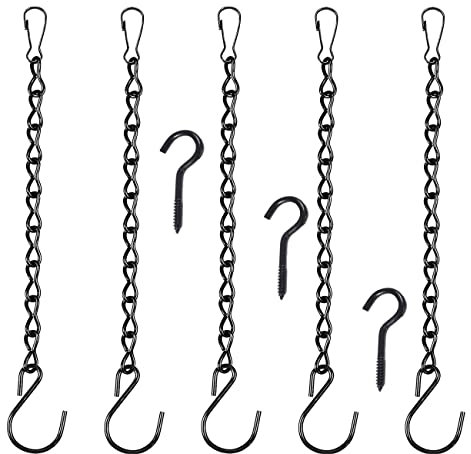 Sayago 5er Set Kette mit S Haken und Karabiner Ersetztbar Schraubhaken zum Aufhängen für Vogelhaus Vogelfutterhaus Wildvogelfutter Nistkasten Blumenampel Laternen Windlicht mit Henkel (24cm)