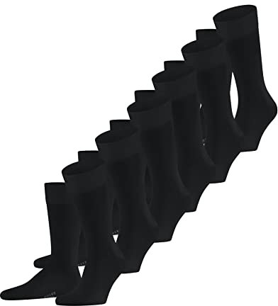 FALKE herr Strumpor Happy Multipack M So bomull enfärgat 6 par, Svart Black 3000, 43-46