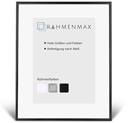 RahmenMax® Ohio Bilderrahmen 75x98 cm zum Aufhängen/Maßanfertigung möglich/Posterrahmen aus Kunststoff/Bilder Rahmen in Schwarz Matt mit Acrylglas und MDF Rückwand/Puzzle Rahmen