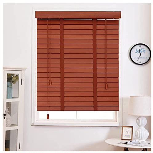 Jalousien Aus Holz 60cm 80cm 90cm 110cm 120cm 140cm,Horizontale Jalousie,50mm Lamellen,Echtholz Jalousette,Rotbraun,Jalousetten Für Zuhause Büro Türen Fenster,Sonnenschutz,W×H-80x160cm/31.5x63in