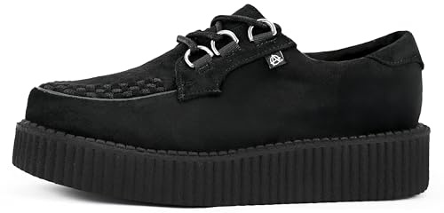 T.U.K. Anarchic Creeper - Scarpe da Uomo e da Donna - Colore Black Vegan Suede - Scarpe Stringate in Pelle vegana e camoscio in Stile Puck, Goth e Rocker - Taglia EU40