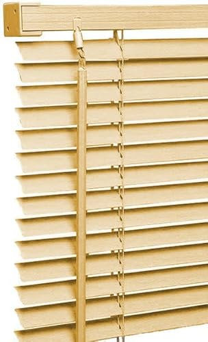 Ruby Deals PVC Venetian Blind Blinds Window 25mm Thin Slats Kitchen Window Blinds Treatments Easy Fit Curtains Trimmable Fittings Home Office(Natural Wood Grain Effect 60W x 150H cm)