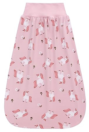 Babyschlafsack 0,5 Tog mit elastischem Bund, Sommer Wickelsack aus Baumwolle, Strampler für Baby Kleinkinder Kinder 6-12 Monate (Gründungspony)