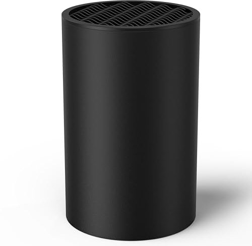 Universaler Messerblock Ohne Messer Schwarz, Leer für Küche, Rund für Messeraufbewahrung, Unbestückt für 4-6 Messer Aller Art, 18 x 11 x 11 cm