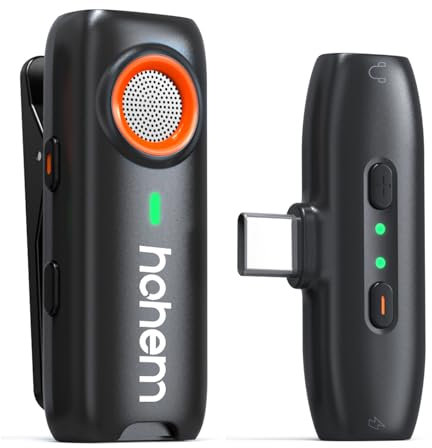 hohem MIC-01 Lavalier Wireless Mikrofon für Type-C, 360° Tonaufnahme, 7.5H Nutzungszeit, DSP Geräuschunterdrückung, unverzichtbar für Vlog, YouTube, TikTok