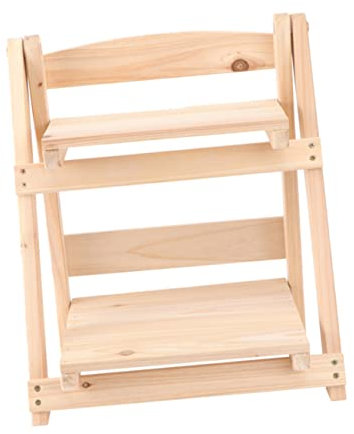 PRETYZOOM Zweischichtiges Holzregal Für Pflanzen Und Bücher Vintage Design Vielseitig Einsetzbar Als Blumentopfhalter Oder Schreibtischregal Für Balkon Und Büro Naturholzfarbe