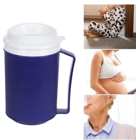 XINCHIA Non Spill Drinking Plastic Cup for Disabled Men Women Feeding Beaker Mug with Easy Grip Handle Disability Aids Cup with Anti Splash Spout and Lid Travel Mug