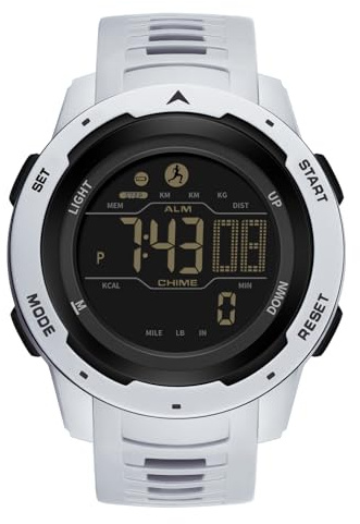 RORIOS Reloj Multifuncional Electrónico Reloj de Pulsera Estilo Deportivos Reloj para Hombre Mujeres Relojes Digital Cuarzo Reloj Unisex Impermeable Gris