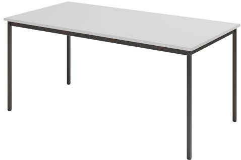 bümö Tisch, Multifunktionstisch 160 x 80 cm in Grau/Schwarz - Besprechungstisch, Konferenztisch, Meetingtisch, Mehrzwecktisch, Pausentisch, Besprechungsraum, Meetingraum, Pausenraum