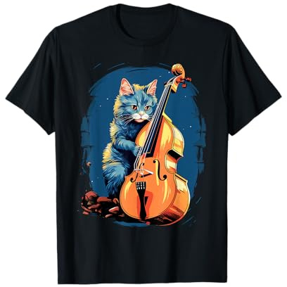 Musique Chat Contrebasse Drôle Chat Jouant de la contrebasse T-Shirt