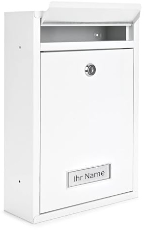 Verda Personalisierter Briefkasten aus verzinktem Stahl, 32 x 21,5 x 8,5 cm, mit Namensschild, inkl. 2X Schlüssel abschließbar pulverbeschichtet Mailbox kompakte Briefkastenanlage Postkasten