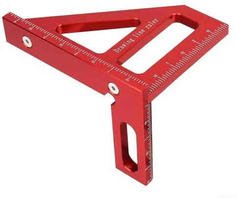 Goniometro quadrato, goniometro quadrato in lega di alluminio, righello triangolare per fai da te, ingegneri, falegnami (rosso)