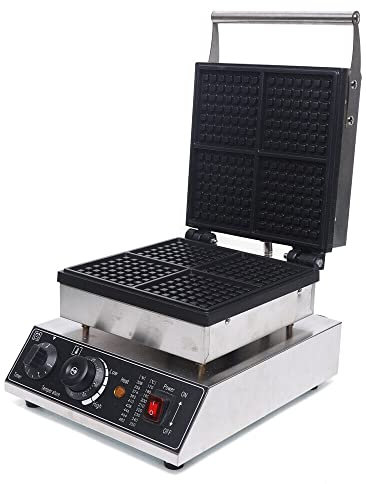 czyuRachel Piastra per waffle, 1750 W, 4 cialde belga, waffle machine waffle, waffle, Bakery antiaderente, con timer da 0 ~ 5 minuti e 50 ~ 300 ℃ regolabile