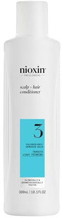 Nioxin Scalp + Hair System 3 Conditioner – Haarspülung für coloriertes, trockenes & strapaziertes Haar. Beugt dünner werdendem Haar vor – mit Biotin, Koffein & Niacinamid (300 ml)
