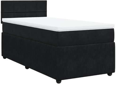 vidaXL Boxspringbett mit Matratze Schwarz 90x190 cm Samt