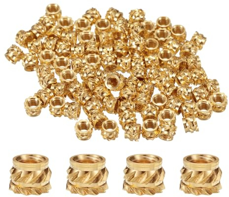 QUARKZMAN 100 Stück M2,5 Gewindeeinsätze aus Messing, Einschmelzgewinde M2,5x3mm, Ø 4mm gerändelte Einsätze Muttern, 3D Druck Messing Muttern weibliche Gewindeeinsätze Muttern