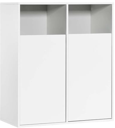 mokebo® Wäscheschrank in Weiß 'Der Wäschehüter', Wäschesortierer mit 2 Fächern, auch als Wäschekorb, Wäschesammler oder Wäschetruhe aus Holz, auch als 95x80x40 fürs Bad oder Schlafzimmer (HxBxT in cm)