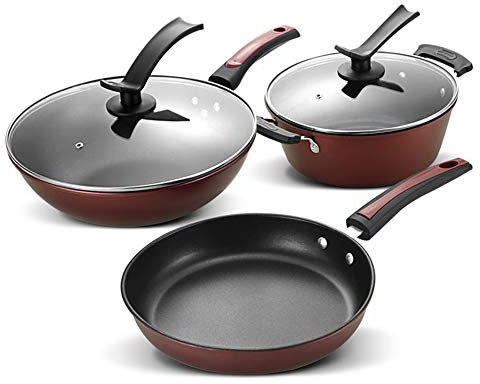 CNBYDK Cooking Pot, Pots and Pans,Die-Cast Aluminum Non Stick Cookware Sets,Tower Induction Multifunctional Cooking Frying Pan Pots with Glass Lid and Bakeli