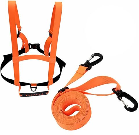 Ski und Snowboard Gurt, Skitraining Ausrüstung, Zubehör für Skating und Skifahren, Verstellbarer Skiriemen, Skiriemen mit Organizer, Ski Zubehör für Anfänger, Skisicherheitswesten und Seile(Orange)
