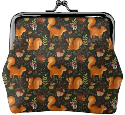 Porte-monnaie festif en cuir synthétique motif écureuils de la forêt sombre pour femme