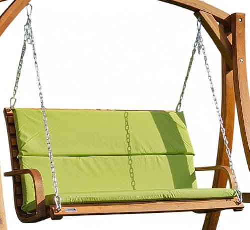 ALEOS. Hängebank aus Holz Lärche für Hollywoodschaukel oder Deckenmontage 2-Sitzer Schaukelbank Gartenbank mit grüner Auflage (ohne Gestell)
