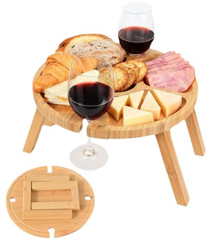 Stgbcst Assiette ronde en bois avec 5 compartiments - Plateau de service divisé en bois - Plateau de service pour collations, desserts et noix - 30 x 16 cm et 24 x 11 cm - Élégant et réutilisable (24