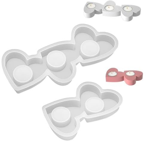 2 stampi a forma di cuore a tre fori, per decorazioni in gesso