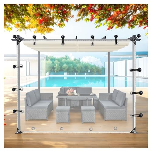 QSTGX Telo Plastica Trasparente Riutilizzabile Teloni Trasparenti Impermeabili Copertura per Patio e Tende da Sole per Patio, pergola, Veranda, Gazebo Tenda divisoria, Pollaio(9.84x9.84ft/3x3m)