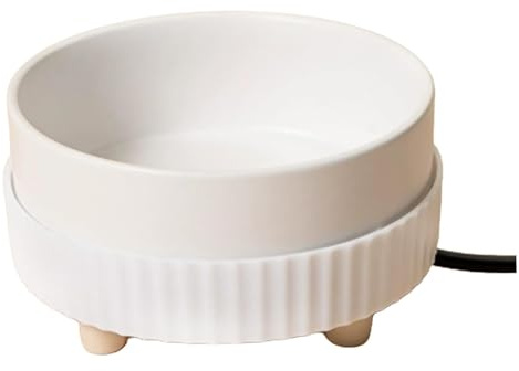 Pesoncarl Ciotola per Cani Riscaldata, Ciotola per Acqua Riscaldata da 350 ml per Cani, Fornisce Acqua Potabile in Inverno, Termica per Gatti Coniglio Pollo Anatra Scoiattolo Base Bianca