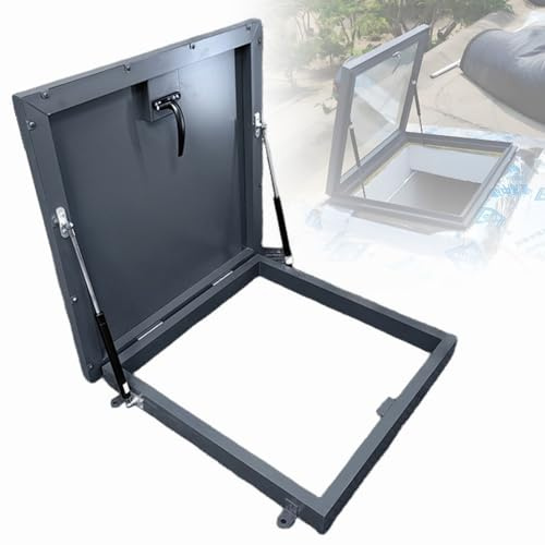 Basement Flat Roof Escape Hatch, Galvanized Roof Hatch, with Gas Shock Strut & Handle, for Attic, Basement, Vault Cellar Stairs Outlet Lid 65X65CM
