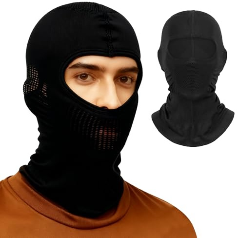 MLPKOI Pasamontañas Moto, Pasamontañas Máscara Integral, Balaclava, Forro de Casco, Bufanda para Motocicleta, Transpirable, Sotocasco Moto para Ciclismo, Esqui, Senderismo Hombre Mujer (Negro)