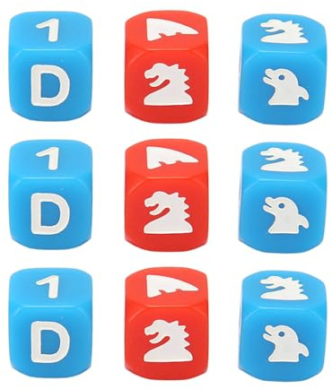 Set di dadi a 6 facce Set di dadi divertenti leggeri impermeabili per cartoni animati per giochi da tavolo interattivi Intrattenimento educativo 9 pezzi di plastica 1,6 cm