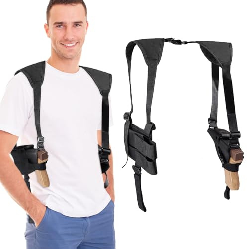 Joycabin Schulterholster Pistolenholster Holster Waffenholster Verdeckte Waffenholster Verstellbare Schlinge mit Zwei Magazintaschen für Karneval Cosplay Mottoparty