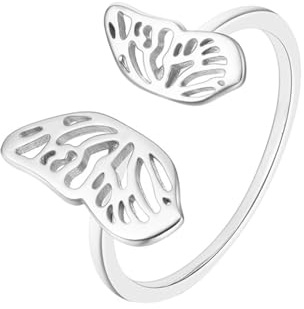 Lirzxin Verlobungsring 585 Weißgold 14K, Eheringe für Damen Hohl Schmetterling Verstellbar Offen Design Freundschaftsringe Partnerringe Weißgold Größe 54 (17.2)