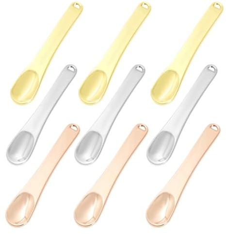 Toyvian Lot de 9 Spatules Cosmétiques en Métal Cuillères à Crème Visage Yeux Assortiment 3 Couleurs Outil Multifonction pour Maquillage et Soins Peau pour Mélanger et Appliquer
