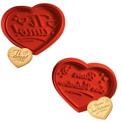 Tagliabiscotti.it - Tagliabiscotti cuore “ Ti amo! ” e  Buon San Valentino  - Cookies cutter - Stampi per biscotti o decorazioni in pasta di zucchero. Dimensione tagliabiscotti : 8cm x 6,5cm x 1,2cm