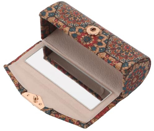 Hohopeti Organizzatore per Rossetti Vintage con Specchio Portatile Custodia Multifunzione per Trucco e Gioielli Trousse da Viaggio Compatta per Cosmetici e Accessori di Bellezza